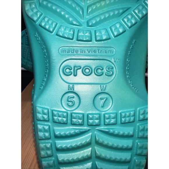 Crocs Classic Clogs Crocband Rubber Teal Green Water Shoes Mules Size M5 W7 - Picture 8 of 8
